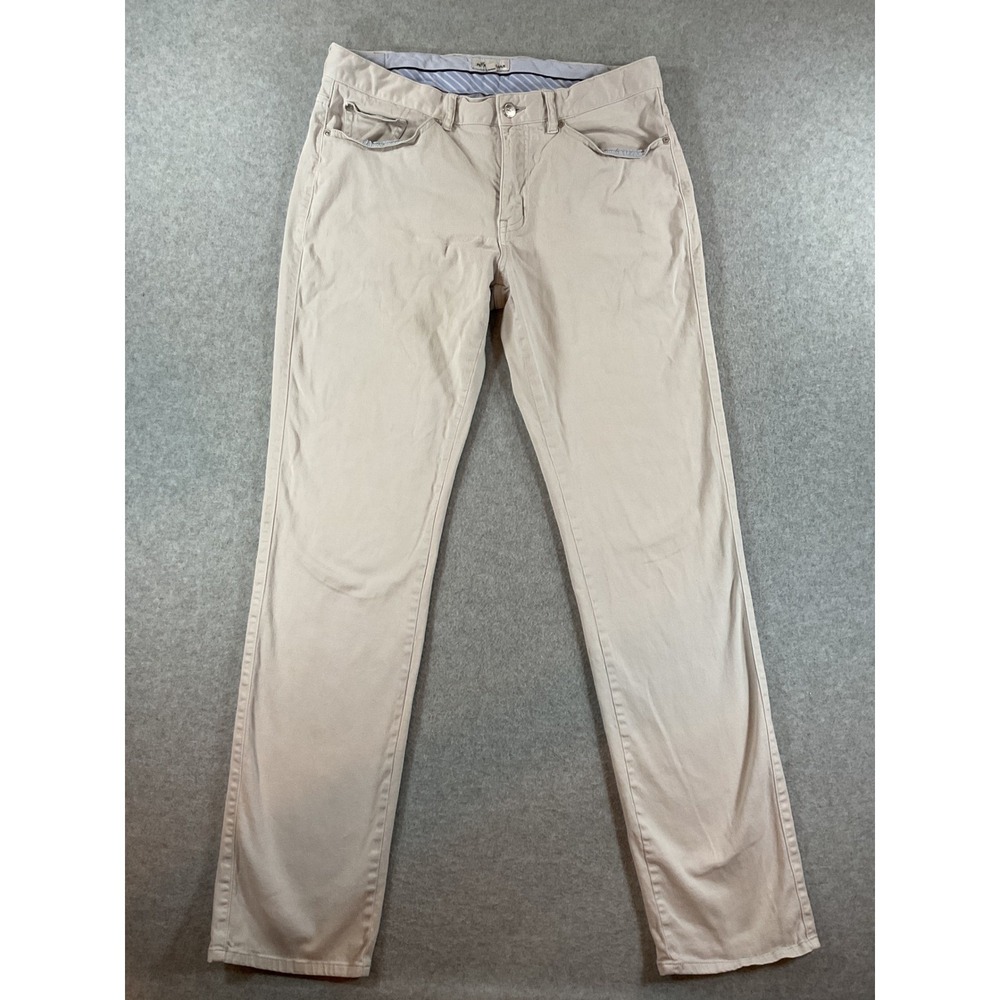 Peter Millar Mens 34 Stone Beige Cotton Stretch Straight Leg Pants Chino #689